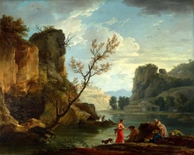 212/vernet, claude-joseph - a river with fishermen